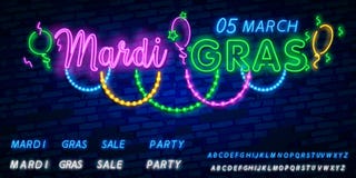 L'insegna al neon isolata realistica di vettore di Mardi Gras borda il logo per la decorazione e la copertura sui precedenti dell royalty illustrazione gratis L'insegna al neon isolata realistica di vettore di Mardi Gras borda il logo per la decorazione e la copertura sui precedenti dell royalty illustrazione gratis