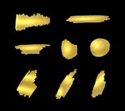 L'insieme dei colpi dorati della pittura, indicatore di vettore di colore dell'oro che splende sul fondo nero, ha isolato le sbav royalty illustrazione gratis L'insieme dei colpi dorati della pittura, indicatore di vettore di colore dell'oro che splende sul fondo nero, ha isolato le sbav royalty illustrazione gratis