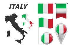 L'Italia Raccolta dei simboli a colori la bandiera nazionale sui vari oggetti isolati su fondo bianco Bandiera, puntatore, botton royalty illustrazione gratis L'Italia Raccolta dei simboli a colori la bandiera nazionale sui vari oggetti isolati su fondo bianco Bandiera, puntatore, botton royalty illustrazione gratis