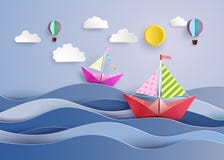 L paper sailing boat and balloon Royalty Free Stock Images L paper sailing boat and balloon Royalty Free Stock Images