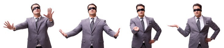 L'uomo d'affari bendato isolato su bianco immagini stock L'uomo d'affari bendato isolato su bianco immagini stock