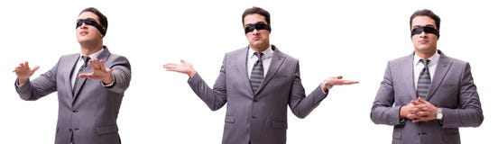 L'uomo d'affari bendato isolato su bianco fotografia stock L'uomo d'affari bendato isolato su bianco fotografia stock
