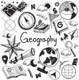 L'écriture de sujet d'éducation de géographie et de géologie gribouillent l'icône illustration stock L'écriture de sujet d'éducation de géographie et de géologie gribouillent l'icône illustration stock
