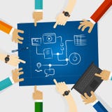L'équipe créent le plan pour le media social et la stratégie en ligne de vente numérique dans une technologie d'Internet de croqu illustration libre de droits L'équipe créent le plan pour le media social et la stratégie en ligne de vente numérique dans une technologie d'Internet de croqu illustration libre de droits