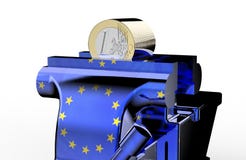 L'étau est tenant et serrant l'euro pièce de monnaie illustration de vecteur L'étau est tenant et serrant l'euro pièce de monnaie illustration de vecteur