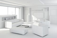 la arcilla 3d rinde de un interior moderno stock de ilustración la arcilla 3d rinde de un interior moderno stock de ilustración