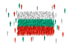 La bandiera dello stato della Bulgaria di vettore si è formata dalla folla della gente del fumetto illustrazione di stock La bandiera dello stato della Bulgaria di vettore si è formata dalla folla della gente del fumetto illustrazione di stock