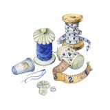 La bannière du divers vintage tiré par la main objecte pour la couture, le travail manuel et fait main illustration de vecteur La bannière du divers vintage tiré par la main objecte pour la couture, le travail manuel et fait main illustration de vecteur