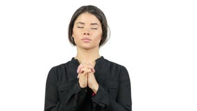 La bella giovane ragazza teenager prega Chiuda sul pregare femminile del ritratto La bella giovane ragazza teenager prega Chiuda sul pregare femminile del ritratto