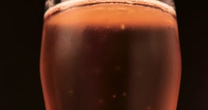 La bière de lumière froide dans un verre avec de l'eau se laisse tomber Fin de bière de métier vers le haut de rotation banque de vidéos La bière de lumière froide dans un verre avec de l'eau se laisse tomber Fin de bière de métier vers le haut de rotation banque de vidéos