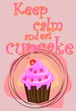 La carte décorative avec des petits gâteaux et la citation positive “maintiennent calme et mangent des petits gâteaux”, affiche d illustration libre de droits La carte décorative avec des petits gâteaux et la citation positive “maintiennent calme et mangent des petits gâteaux”, affiche d illustration libre de droits