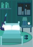 La chambre à coucher toute dans la couleur bleue tous les meubles est bleue illustration de vecteur La chambre à coucher toute dans la couleur bleue tous les meubles est bleue illustration de vecteur