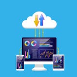 La computazione della nuvola si collega con il computer, la compressa, Smartphone illustrazione di stock La computazione della nuvola si collega con il computer, la compressa, Smartphone illustrazione di stock