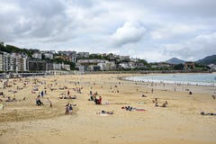 La Concha beach at San Sebastian Pais Basque Spain royalty free stock photo La Concha beach at San Sebastian Pais Basque Spain royalty free stock photo