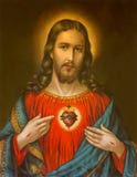 La copie de l'image catholique typique du coeur de Jesus Christ de Slovaquie a imprimé sur 19. en avril 1899 images stock La copie de l'image catholique typique du coeur de Jesus Christ de Slovaquie a imprimé sur 19. en avril 1899 images stock