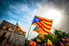 La Diada na Barcelona bonita imagem de stock La Diada na Barcelona bonita imagem de stock