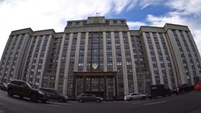 La douma d'état - la Chambre de l'Assemblée fédérale de la Fédération de Russie le parlement russe Fisheye banque de vidéos La douma d'état - la Chambre de l'Assemblée fédérale de la Fédération de Russie le parlement russe Fisheye banque de vidéos