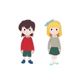 La fille et le garçon dans l'uniforme scolaire, bande dessinée mignonne badine Illustration de vecteur illustration libre de droits La fille et le garçon dans l'uniforme scolaire, bande dessinée mignonne badine Illustration de vecteur illustration libre de droits