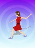 La fille jette sa main dans le casque de réalité virtuelle illustration libre de droits La fille jette sa main dans le casque de réalité virtuelle illustration libre de droits