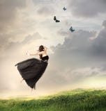 La fille sautant dans le ciel illustration libre de droits La fille sautant dans le ciel illustration libre de droits