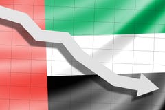 La flecha cae en el fondo de la bandera de United Arab Emirates stock de ilustración La flecha cae en el fondo de la bandera de United Arab Emirates stock de ilustración
