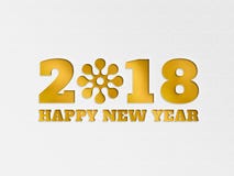 La flor del fondo de la bandera del papel pintado de la Feliz Año Nuevo 2018 con el papel cortó efecto en color oro stock de ilustración La flor del fondo de la bandera del papel pintado de la Feliz Año Nuevo 2018 con el papel cortó efecto en color oro stock de ilustración