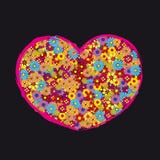La flor retra del corazón florece negro del amor ilustración del vector La flor retra del corazón florece negro del amor ilustración del vector