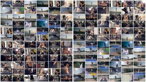 La forma fisica, sport, parkour, pattino multiscreen il montaggio archivi video La forma fisica, sport, parkour, pattino multiscreen il montaggio archivi video