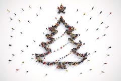 La gente forma la forma de un árbol de navidad representación 3d libre illustration La gente forma la forma de un árbol de navidad representación 3d libre illustration