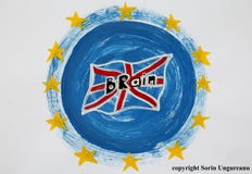 La Grande-Bretagne restent en Europe avec le drapeau britannique et le drapeau d'UE d'Européen illustration stock La Grande-Bretagne restent en Europe avec le drapeau britannique et le drapeau d'UE d'Européen illustration stock
