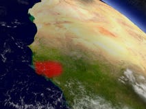 La Guinée-Bissau de l'espace accentué en rouge Image libre de droits La Guinée-Bissau de l'espace accentué en rouge Image libre de droits