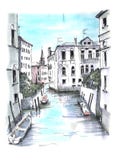 La hermosa vista a uno de los canales venecianos libre illustration La hermosa vista a uno de los canales venecianos libre illustration