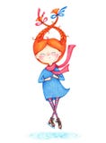 La imagen dibujada mano patinaje artístico la muchacha en el hielo por el color dibujó a lápiz en el fondo blanco stock de ilustración La imagen dibujada mano patinaje artístico la muchacha en el hielo por el color dibujó a lápiz en el fondo blanco stock de ilustración