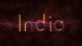 La India - animación de colocación brillante del texto del nombre de país La India - animación de colocación brillante del texto del nombre de país