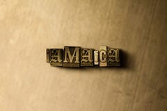 La JAMAÏQUE - plan rapproché de mot composé par vintage sale sur le contexte en métal Photo stock