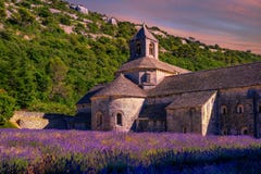 La lavanda coloca en el monasterio de Senanque, Provence, Francia foto de archivo libre de regalías La lavanda coloca en el monasterio de Senanque, Provence, Francia foto de archivo libre de regalías