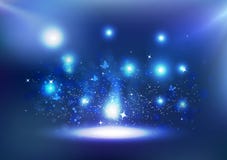 La luce celebra il festival, Bokeh blu con la farfalla, exp d'ardore royalty illustrazione gratis La luce celebra il festival, Bokeh blu con la farfalla, exp d'ardore royalty illustrazione gratis