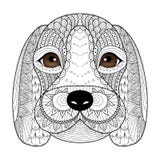 La línea arte para el libro de colorear para el adulto, diseño del perrito del beagle de la camiseta, tatúa y así sucesivamente stock de ilustración La línea arte para el libro de colorear para el adulto, diseño del perrito del beagle de la camiseta, tatúa y así sucesivamente stock de ilustración