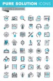 La línea fina moderna iconos planos del diseño fijó de la educación en línea stock de ilustración La línea fina moderna iconos planos del diseño fijó de la educación en línea stock de ilustración