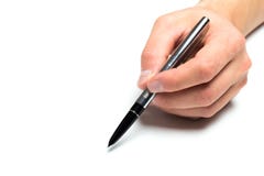 La main des hommes tenant le stylo-plume en métal sur le fond, fin photographie stock La main des hommes tenant le stylo-plume en métal sur le fond, fin photographie stock