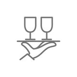 La mano sostiene dos vidrios alinea el icono ilustración del vector La mano sostiene dos vidrios alinea el icono ilustración del vector