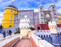 La mayoría de los castillos hermosos de Europa - Pena en Sintra fotos de archivo libres de regalías La mayoría de los castillos hermosos de Europa - Pena en Sintra fotos de archivo libres de regalías