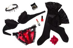 La mode noire et rouge de style de gothick a placé sur le fond blanc photographie stock La mode noire et rouge de style de gothick a placé sur le fond blanc photographie stock
