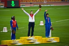 La mujer americana gana la medalla de oro imagenes de archivo La mujer americana gana la medalla de oro imagenes de archivo