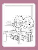 La page de coloration avec l'exercice - le thème d'école - illustration pour les enfants illustration libre de droits La page de coloration avec l'exercice - le thème d'école - illustration pour les enfants illustration libre de droits