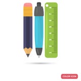 La penna, la matita ed il righello colorano l'icona piana per il web e la progettazione mobile Fotografia Stock Libera da Diritti La penna, la matita ed il righello colorano l'icona piana per il web e la progettazione mobile Fotografia Stock Libera da Diritti