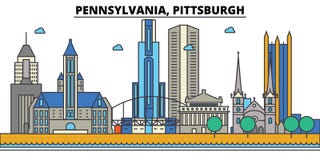 La Pennsylvanie, Pittsburgh Horizon de ville illustration stock La Pennsylvanie, Pittsburgh Horizon de ville illustration stock