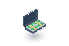 La pleine caisse d'argent, opérations bancaires, argent liquide du dollar, financent l'icône plate isométrique vecteur 3d Photo stock La pleine caisse d'argent, opérations bancaires, argent liquide du dollar, financent l'icône plate isométrique vecteur 3d Photo stock