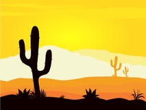 La puesta del sol del desierto de México con el cacto planta la silueta libre illustration La puesta del sol del desierto de México con el cacto planta la silueta libre illustration