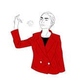 La ragazza di affari in un rivestimento rosso getta la carta sgualcita illustrazione di stock La ragazza di affari in un rivestimento rosso getta la carta sgualcita illustrazione di stock